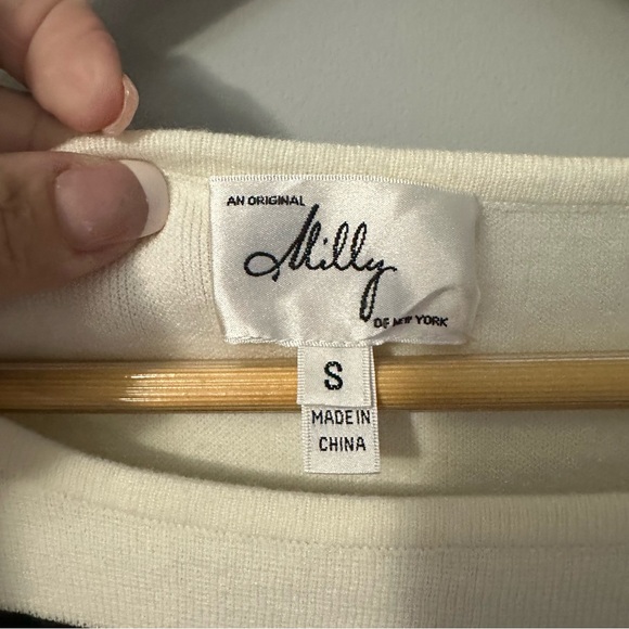 Milly New York Colorblock Knit Sheath Dress Black Ivory Small Classic Chic - Picture 7 of 11